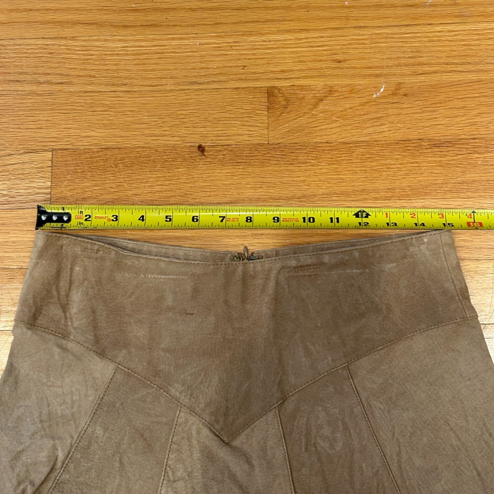 Vintage Y2K Fashion Bug Leather A-Line Skirt Tan Size 6 - Picture 10 of 11